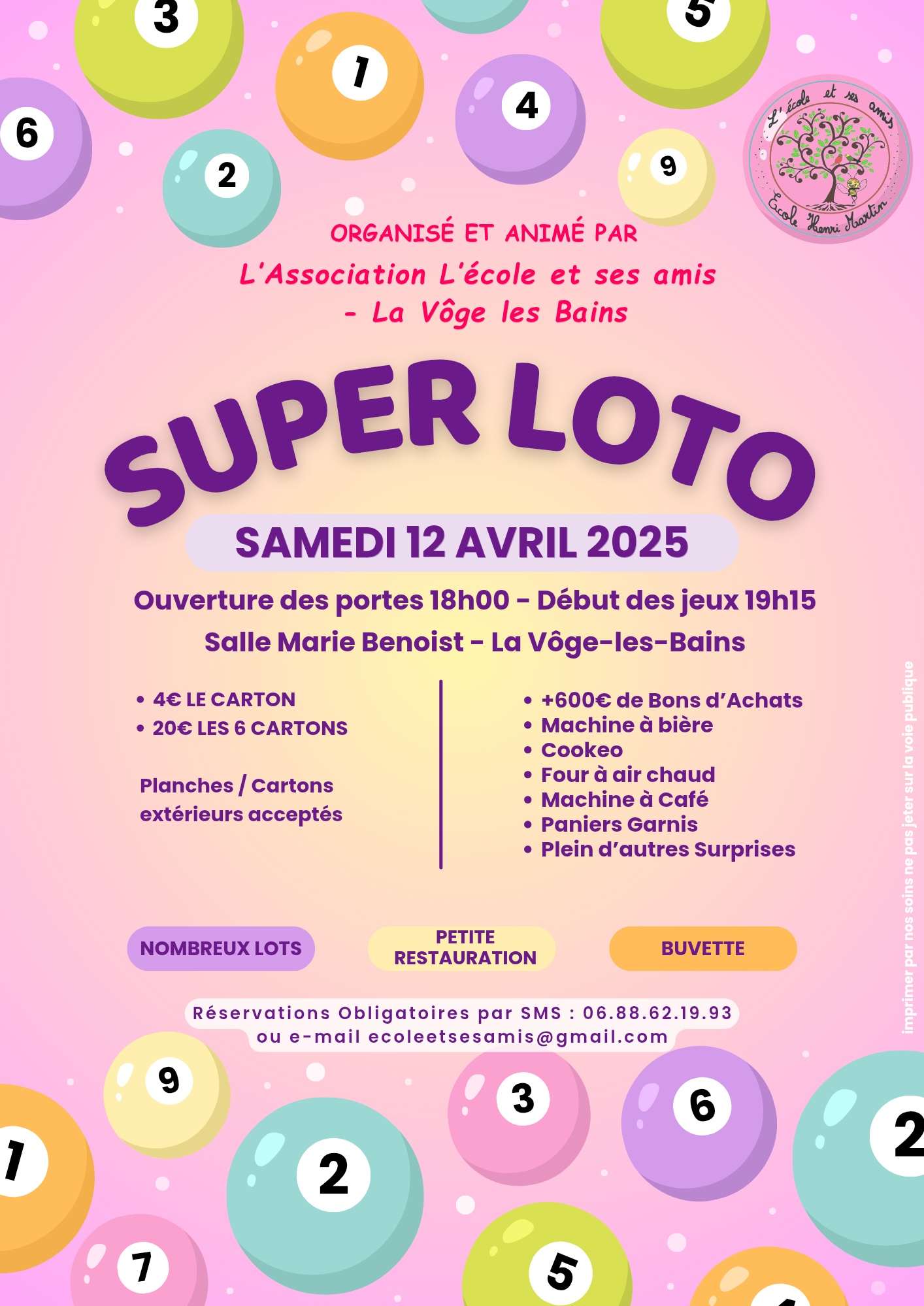 Super Loto de L’École             et ses Amis – 12/04/25